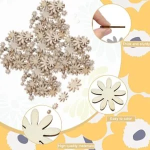 TOPINCN 250Pcs Wooden Flowers Wood Cutout Flower Shape Unfinished