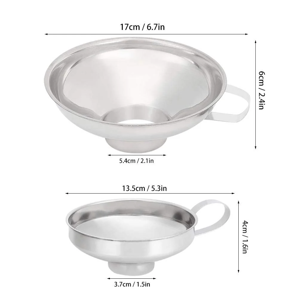 TOPINCN 2Pcs Wide Mouth Canning Funnel Cup Household Stainless