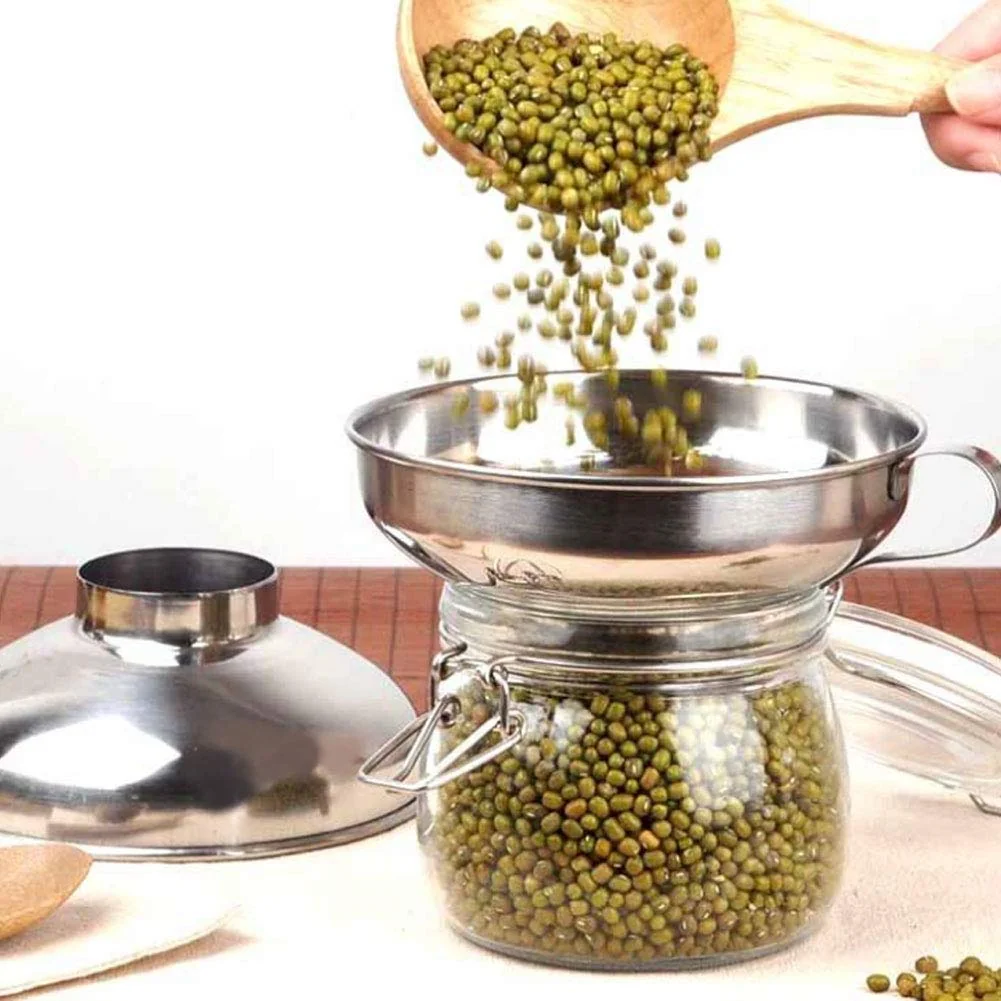 TOPINCN 2Pcs Wide Mouth Canning Funnel Cup Household Stainless