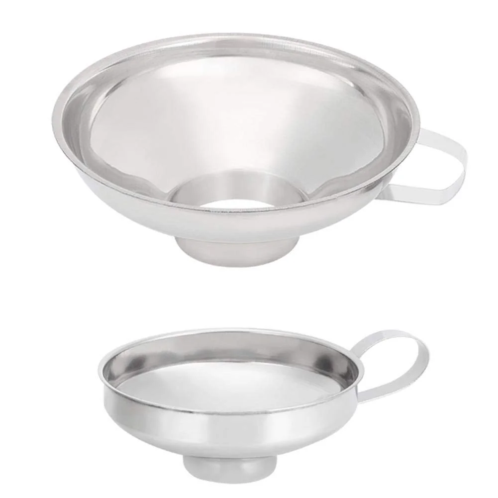 TOPINCN 2Pcs Wide Mouth Canning Funnel Cup Household Stainless