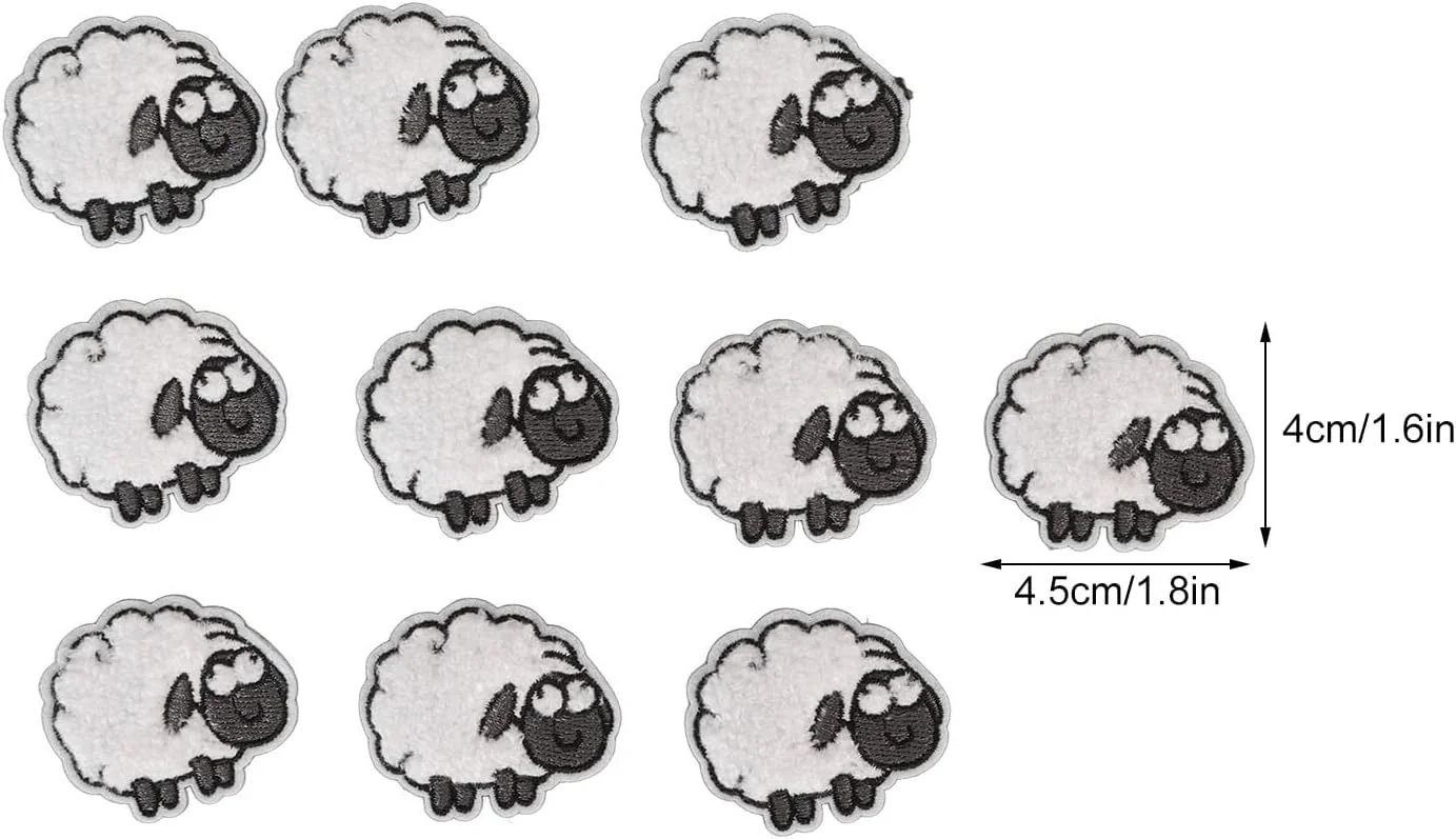 TOPINCN 30pcs Sheep Shape Cloth Patches Embroidered Iron On