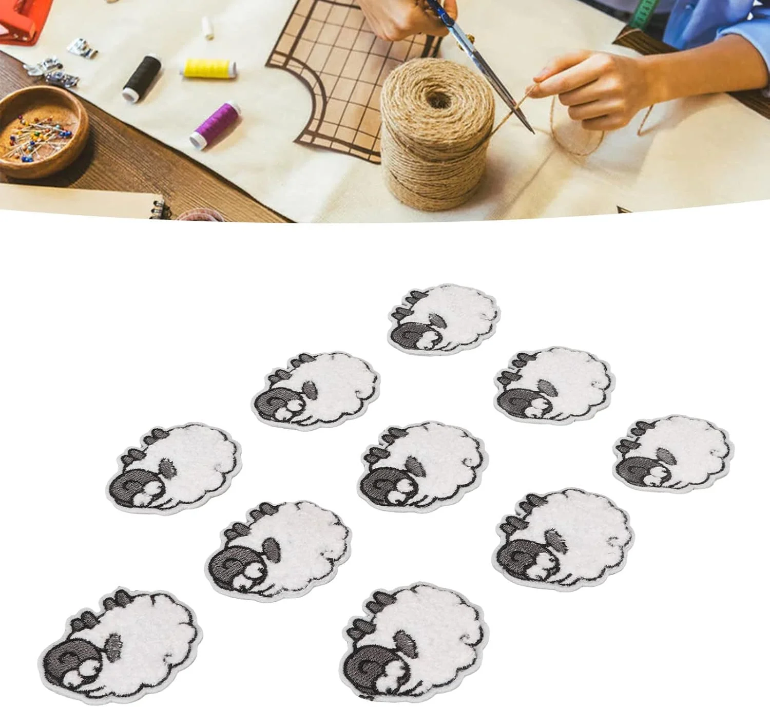 TOPINCN 30pcs Sheep Shape Cloth Patches Embroidered Iron On