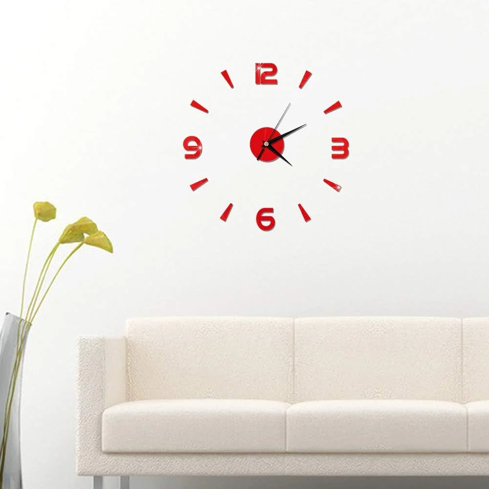 TOPINCN 3D Frameless Wall Clock DIY Sticker, Wall