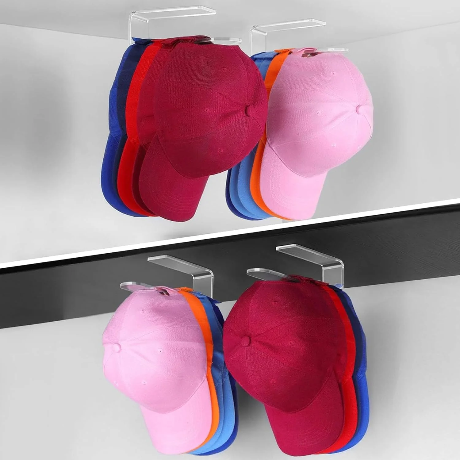 TOPINCN 4pcs Baseball Hat Rack, Sturdy Acrylic Wall