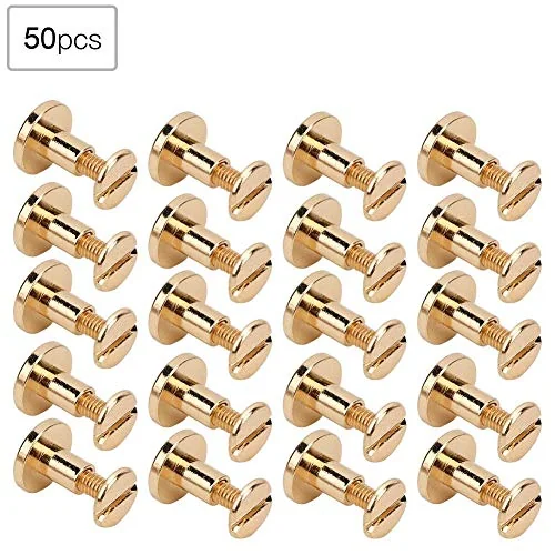 TOPINCN 50pcs Leather Rivets Kit, Pure Copper Flat Head