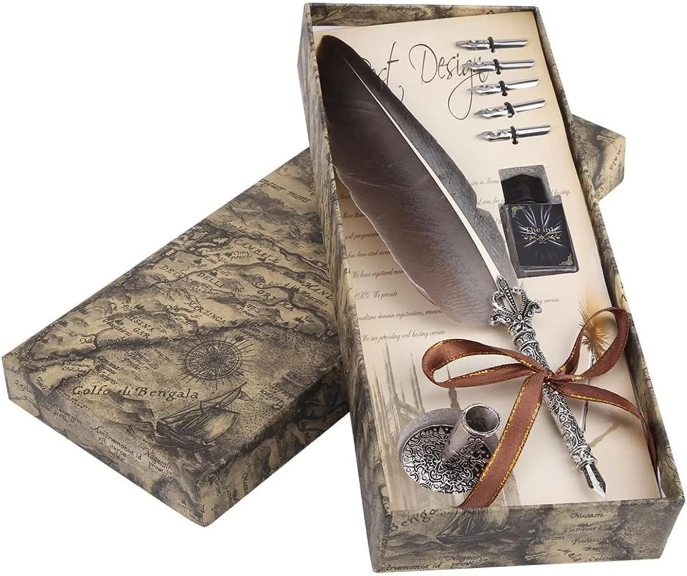 TOPINCN Antique Dip Pen Quill Pen Calligraphy Metal