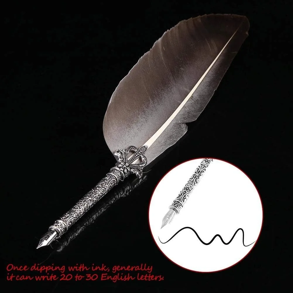 TOPINCN Antique Dip Pen Quill Pen Calligraphy Metal