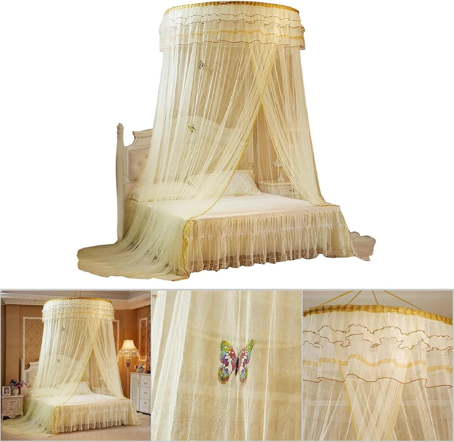 TOPINCN Bed Canopy, Canopy Bedding, 360 Degree Dome