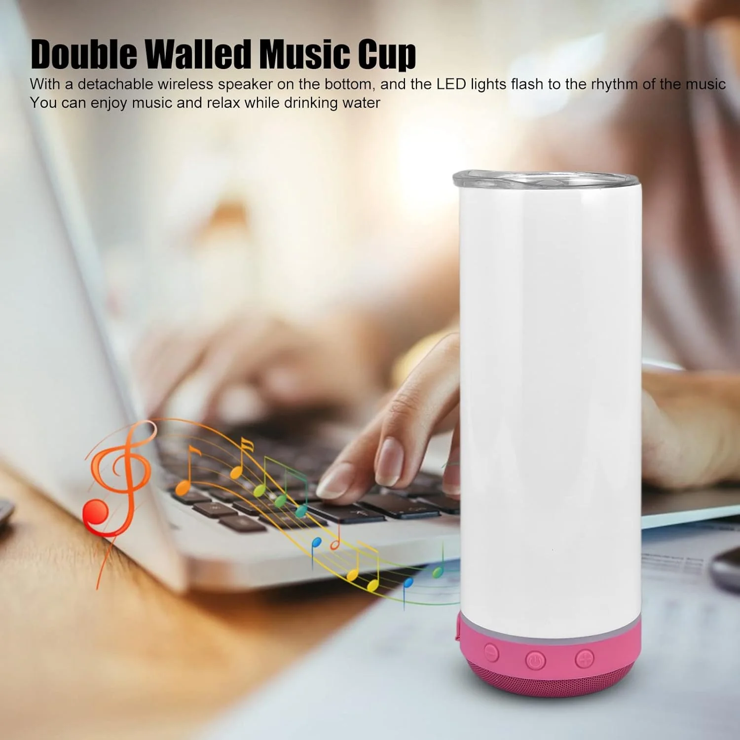 TOPINCN Bluetooth Speaker Cup 20Oz 600Ml Insulation Cup