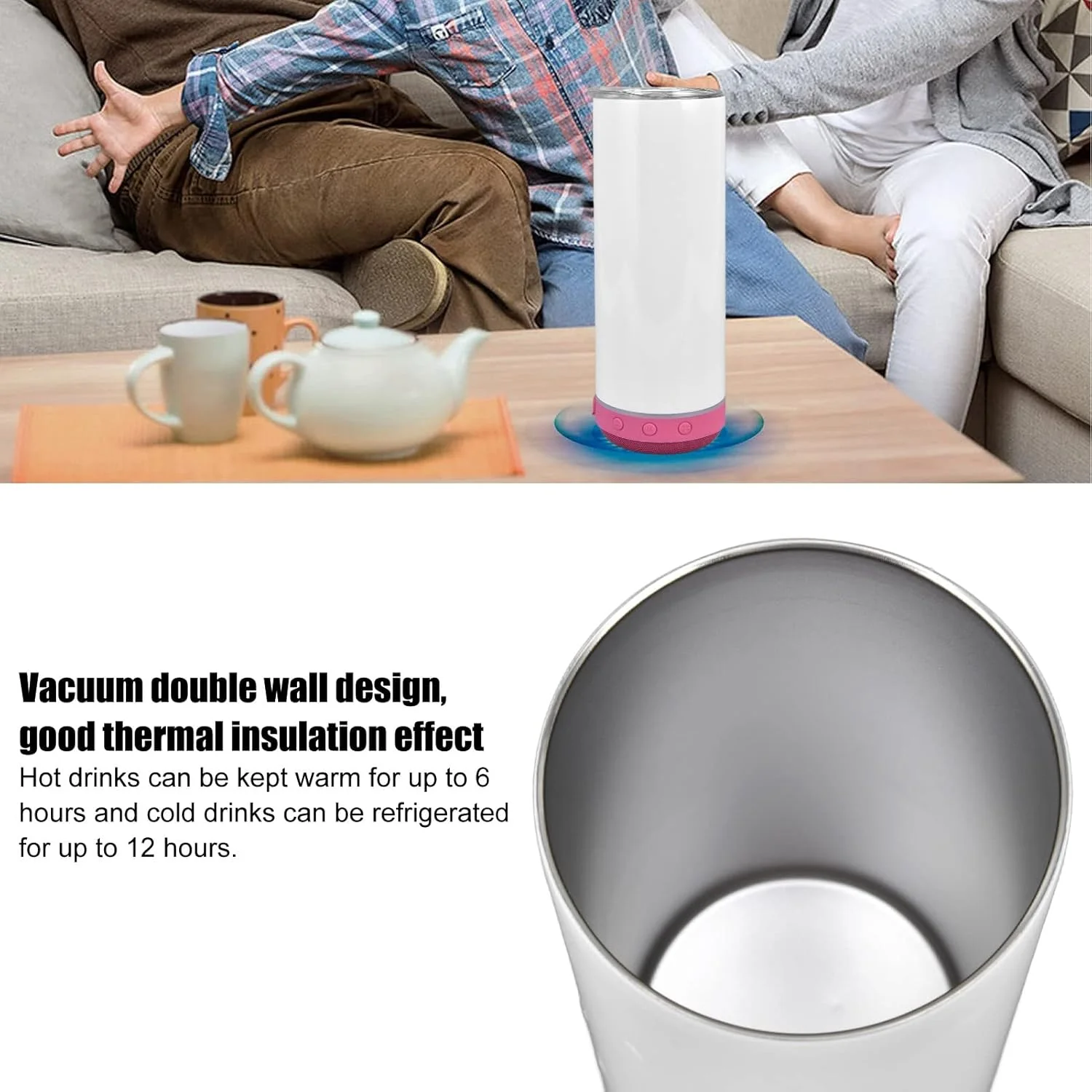 TOPINCN Bluetooth Speaker Cup 20Oz 600Ml Insulation Cup