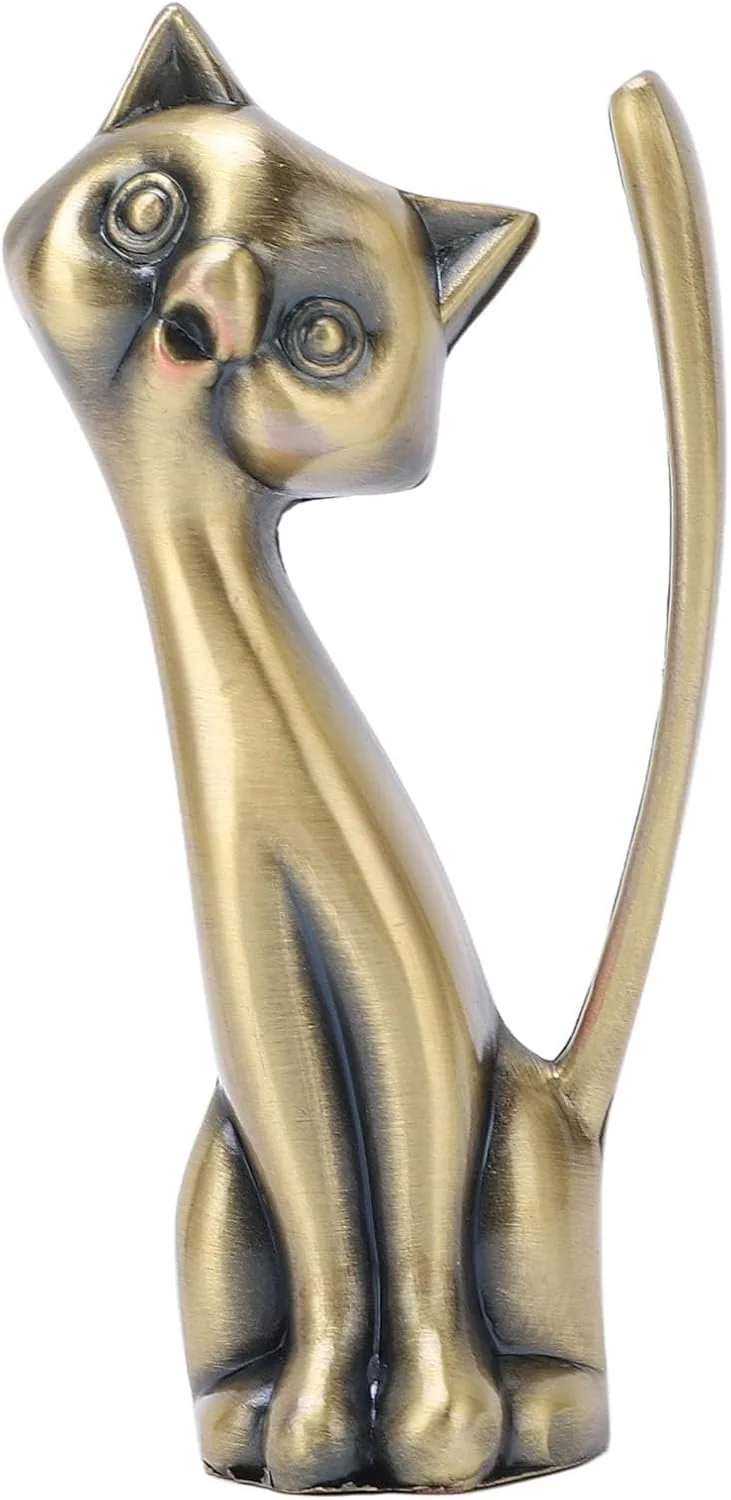 TOPINCN Cat Ring Holder Glossy Statuette Three Dimensional