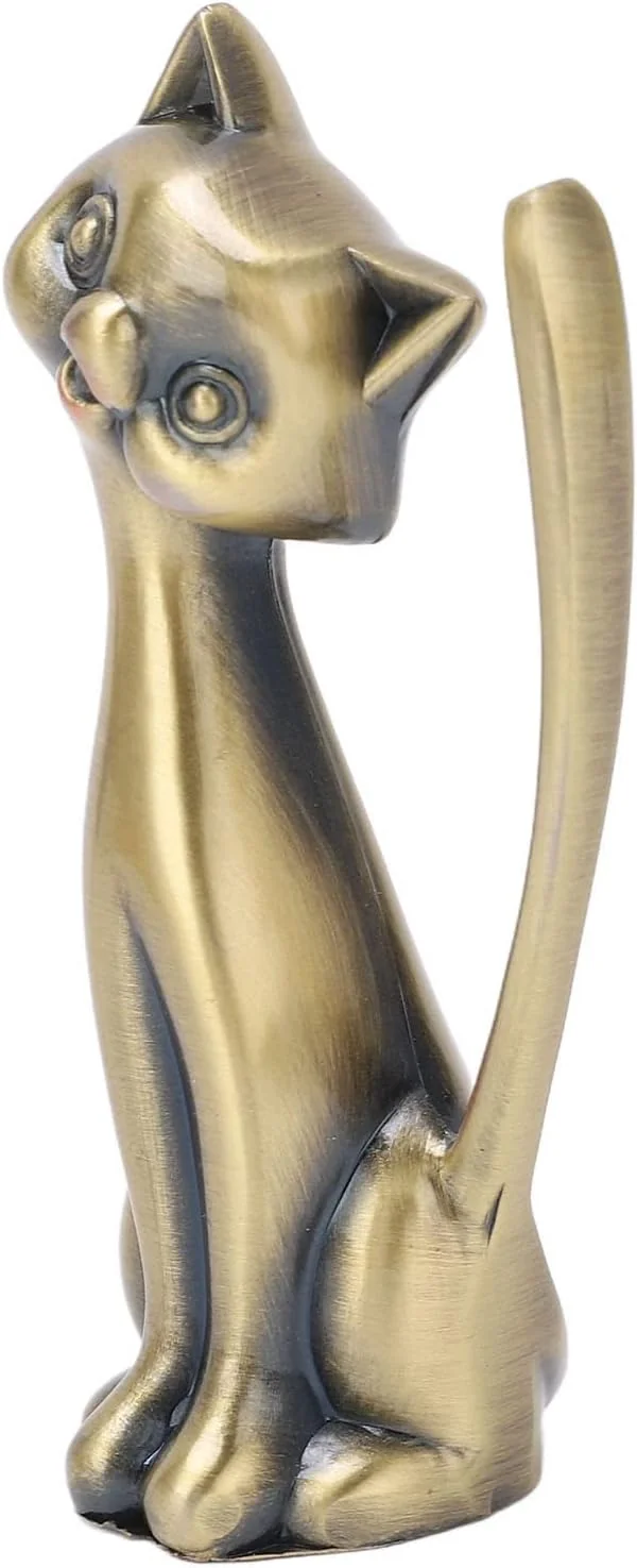 TOPINCN Cat Ring Holder Glossy Statuette Three Dimensional