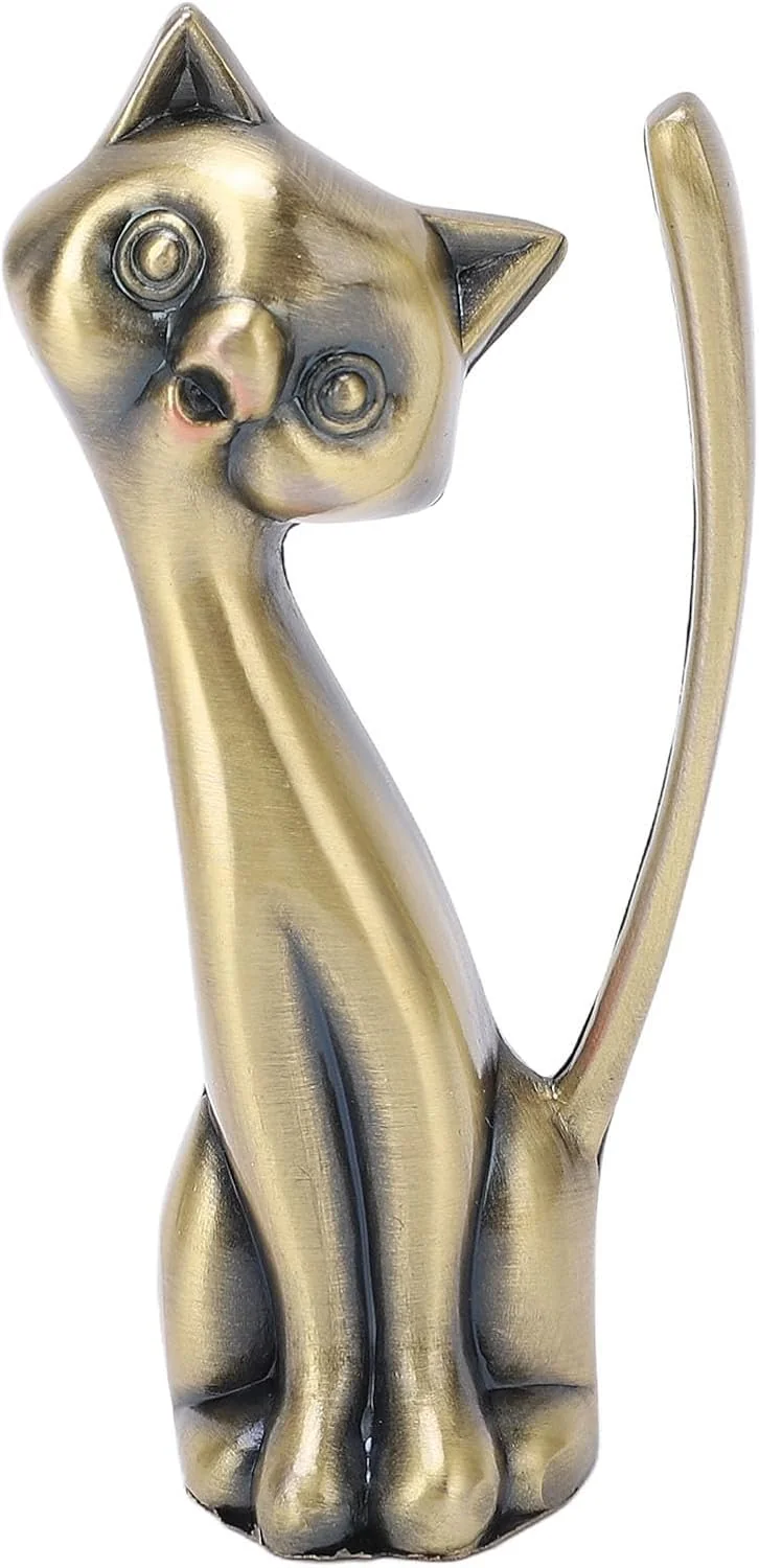 TOPINCN Cat Ring Holder Glossy Statuette Three Dimensional