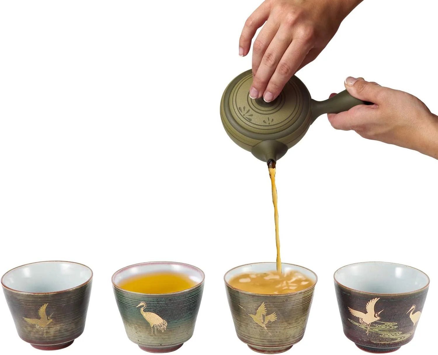 TOPINCN Ceramic Tea Cup Set, 4-Piece Traditional Design