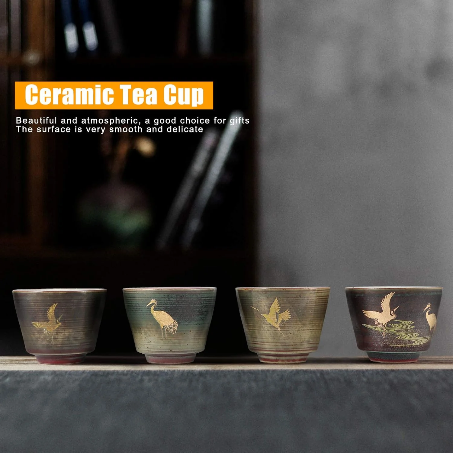 TOPINCN Ceramic Tea Cup Set, 4-Piece Traditional Design