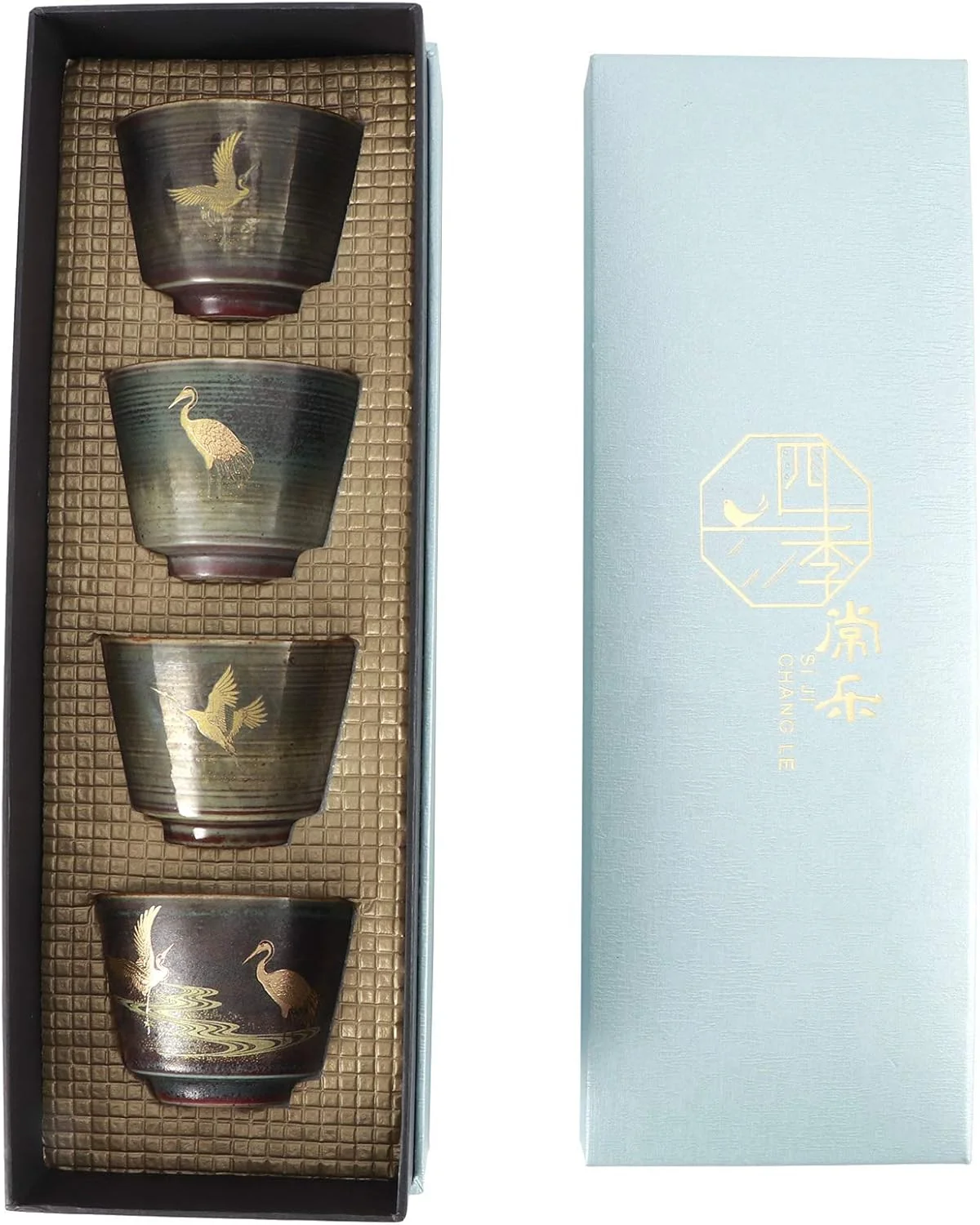 TOPINCN Ceramic Tea Cup Set, 4-Piece Traditional Design