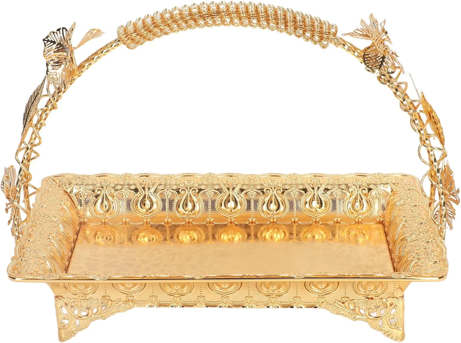 TOPINCN Coffee Serving Tray, Vintage Iron Fruit Plate with