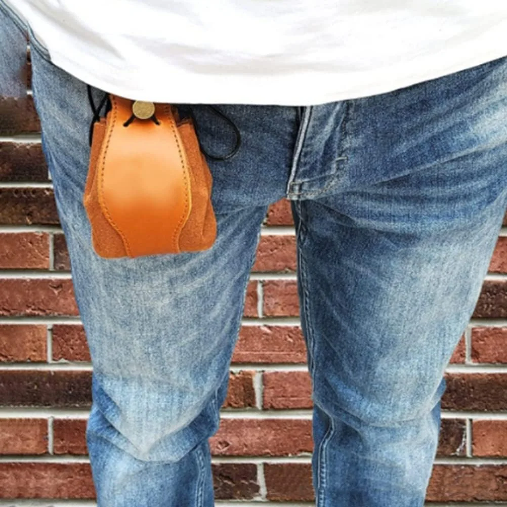 TOPINCN Drawstring Dice Bag, Vintage PU Leather, Portable