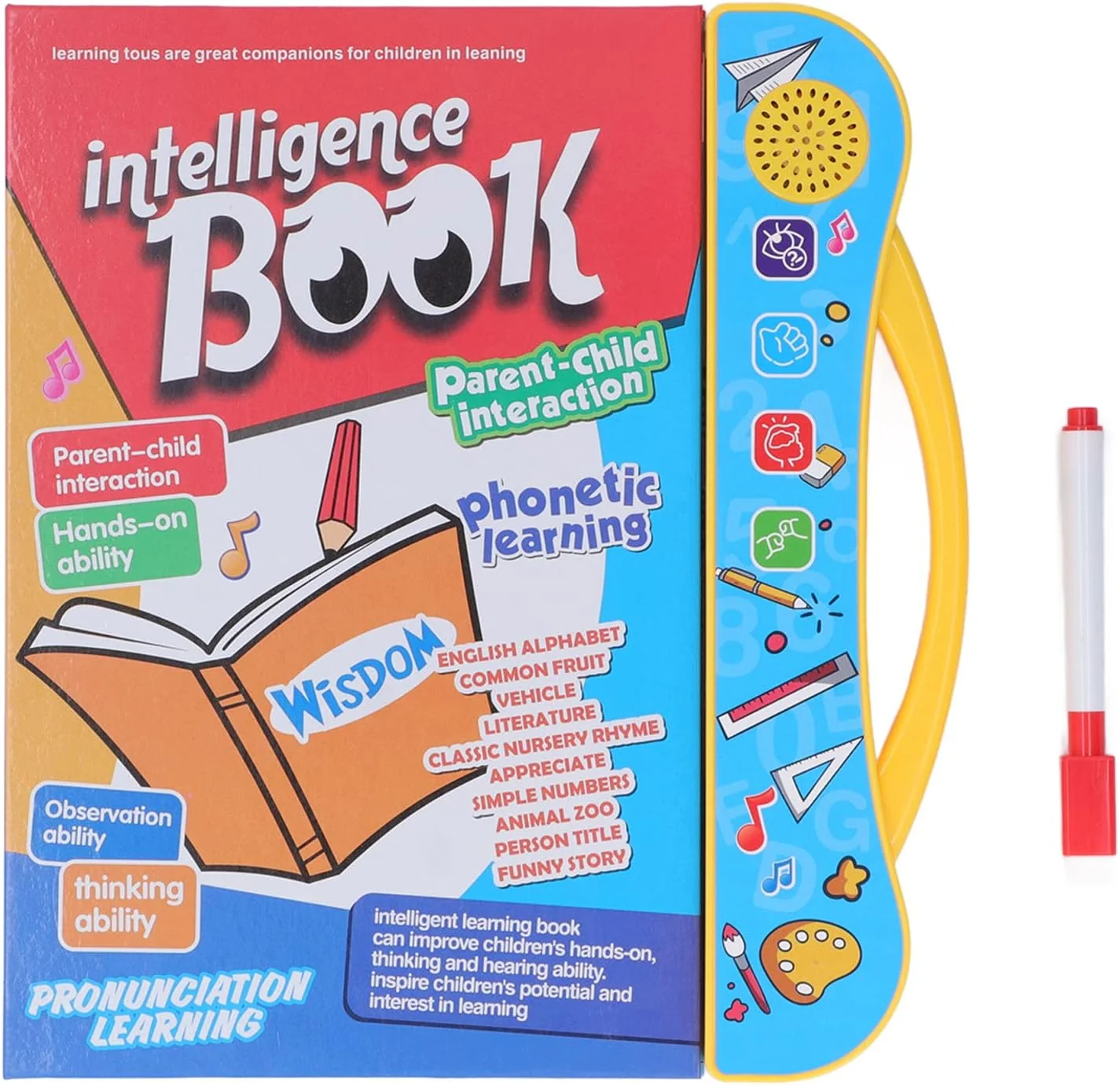 TOPINCN Educational Electronic Learning Book, Alphabet, Numbers, Vocabulary