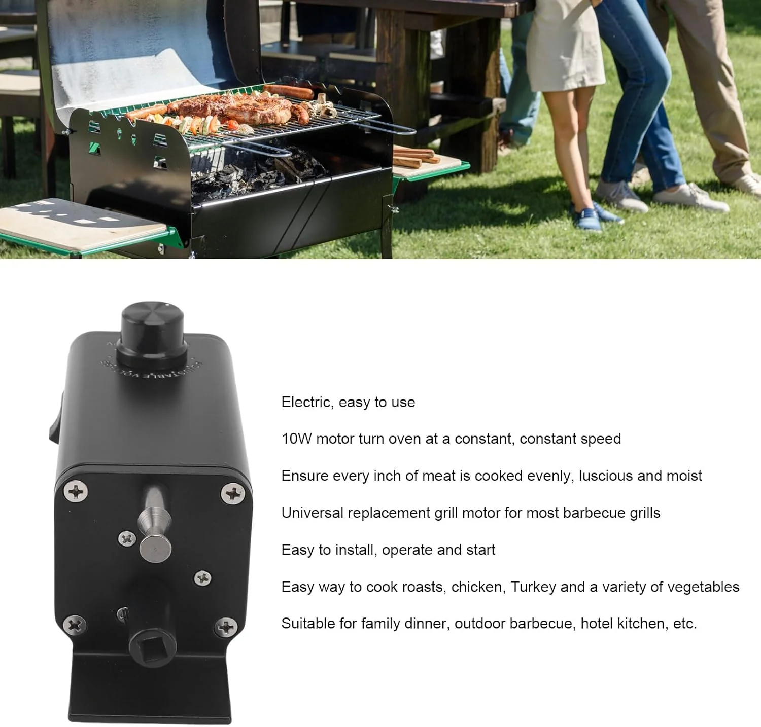 TOPINCN Grill Rotisserie Motor, Portable Barbecue Rotisserie Motor