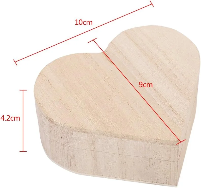 TOPINCN Heart shaped Wooden Box, Jewelry Storage Box