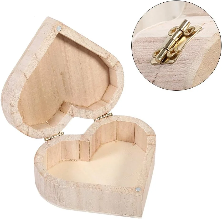 TOPINCN Heart shaped Wooden Box, Jewelry Storage Box