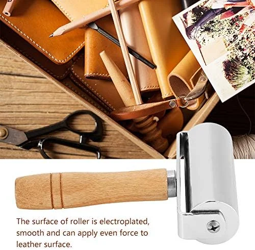 TOPINCN Leatherworking Roller Leather Press Roller Leathercraft Wooden