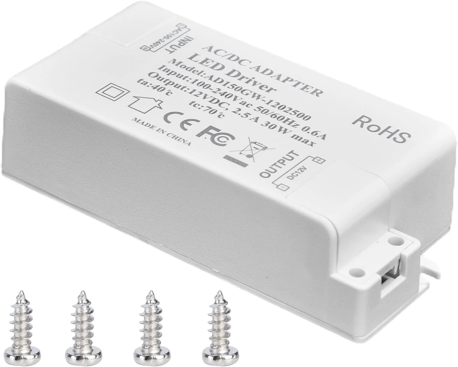 TOPINCN LED Driver,30W DC 12V 2.5A LED Driver Constant