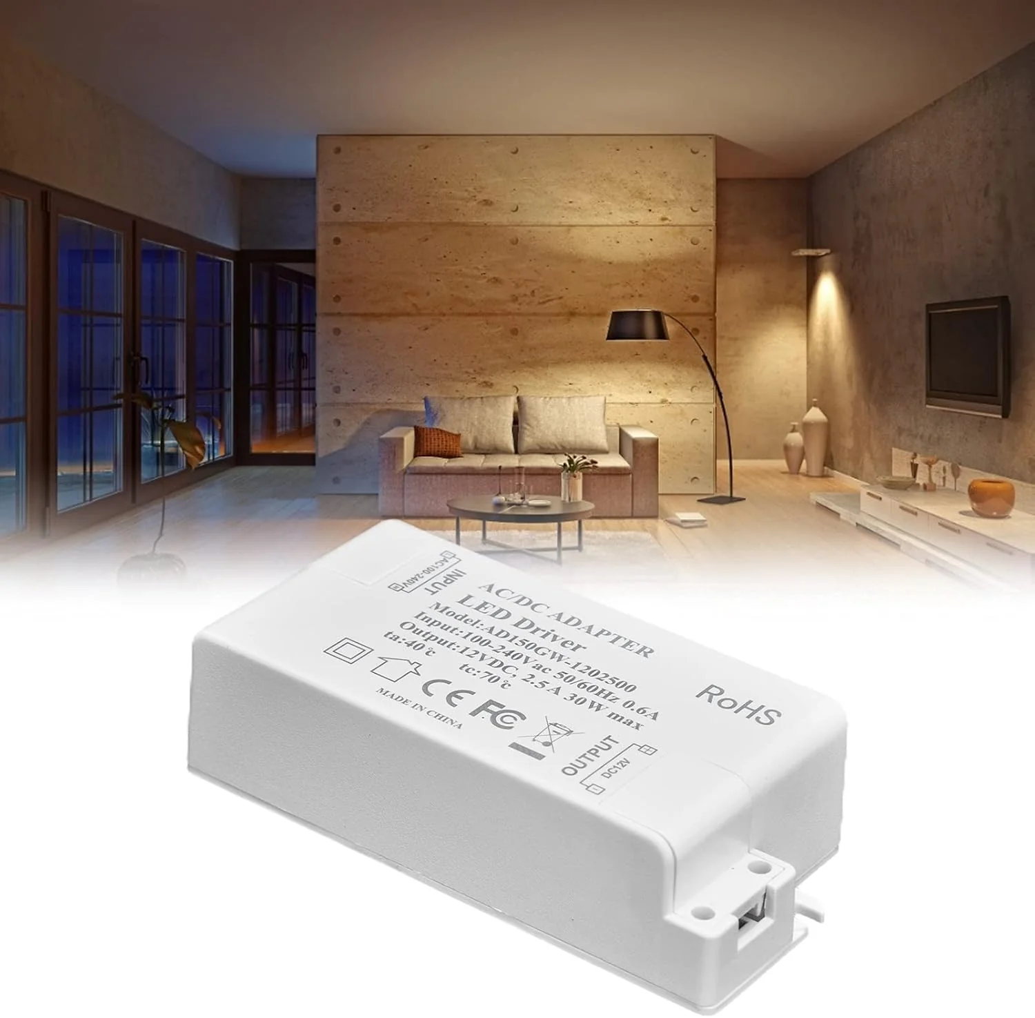 TOPINCN LED Driver,30W DC 12V 2.5A LED Driver Constant