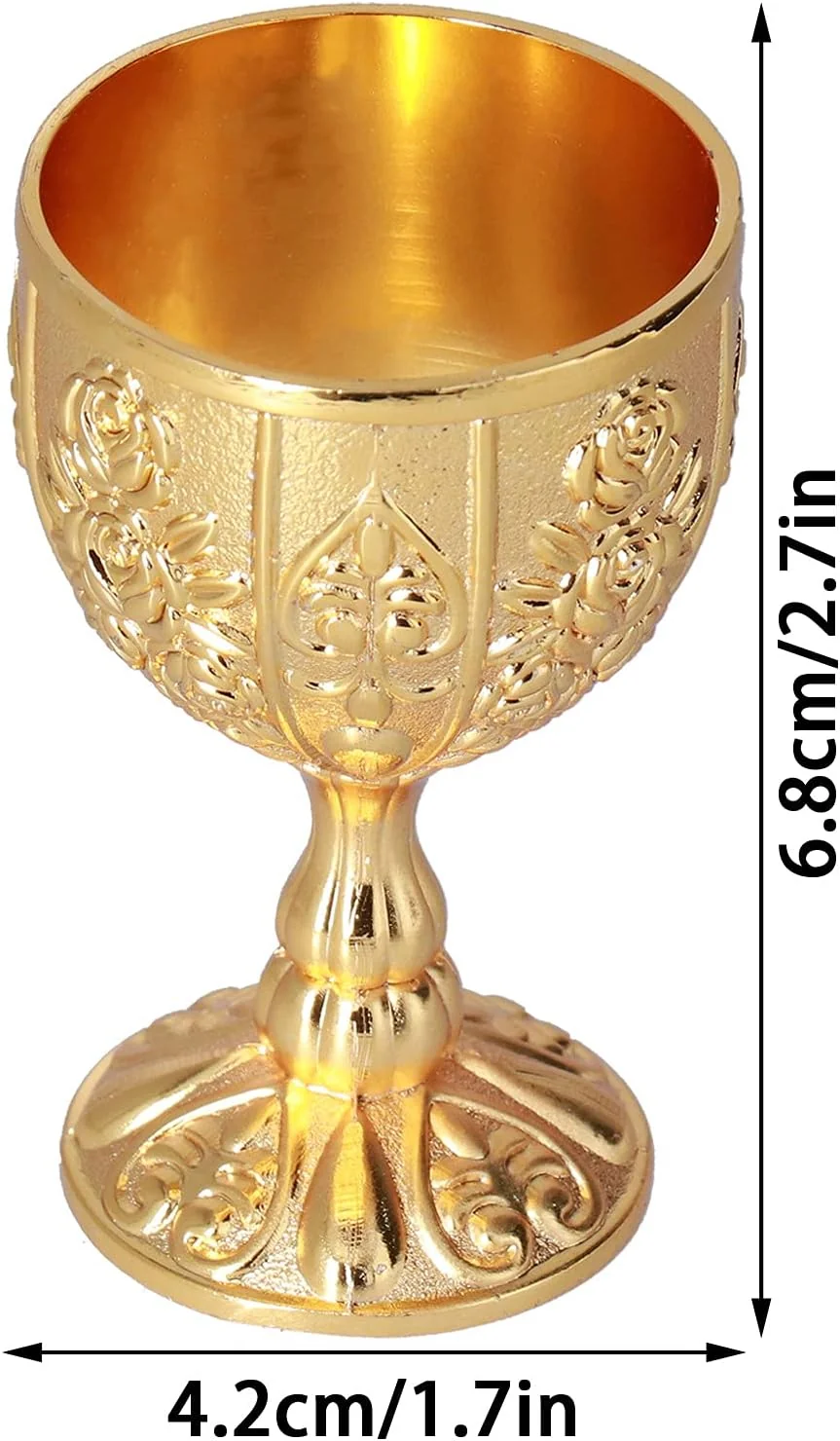 TOPINCN Mini Gold Goblet 8Pcs Vintage Metal Glasses