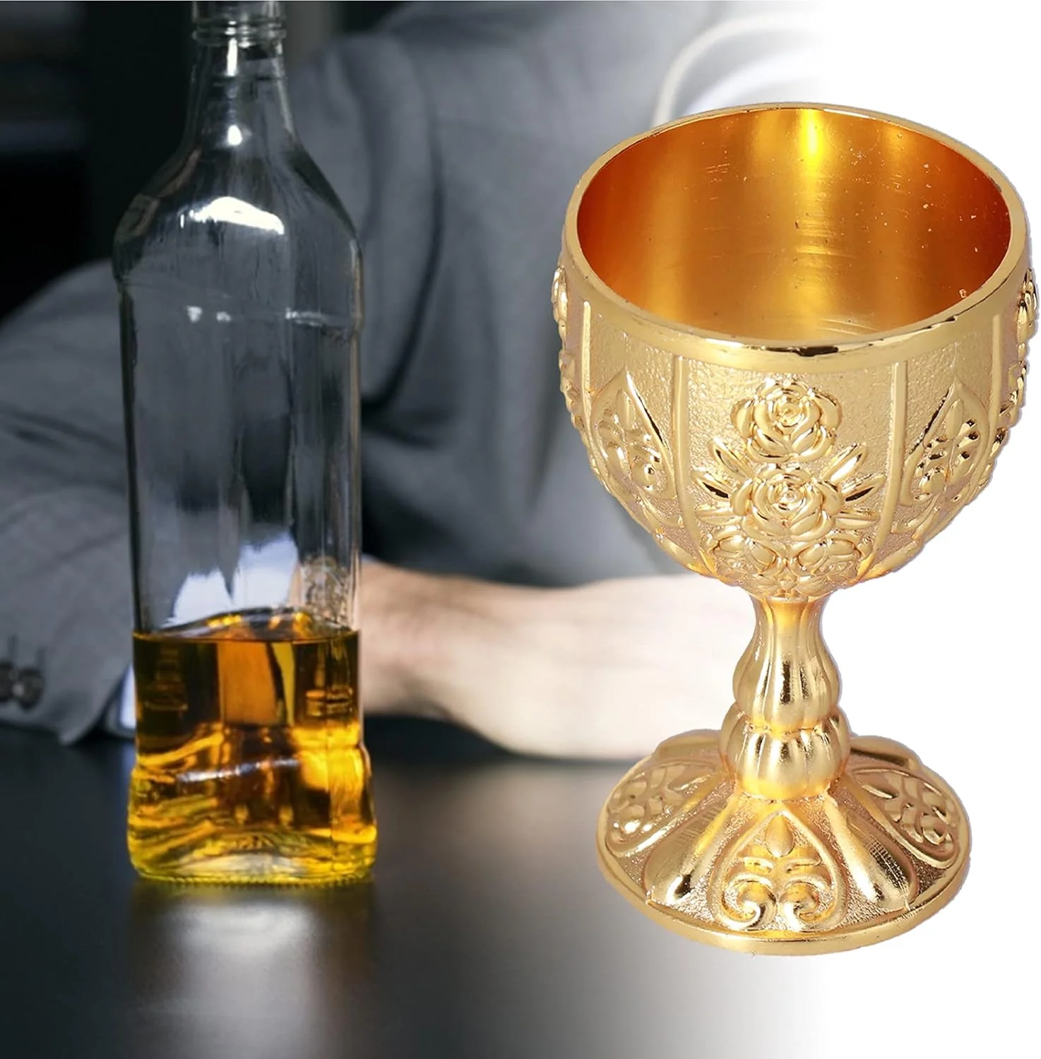 TOPINCN Mini Gold Goblet 8Pcs Vintage Metal Glasses