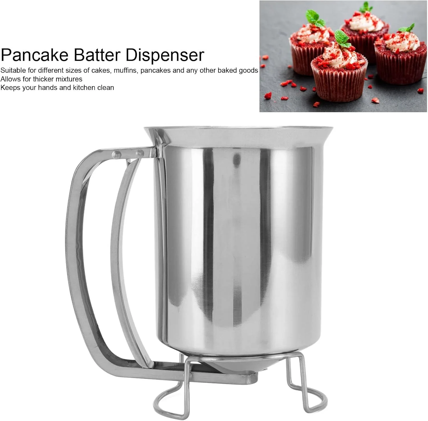 TOPINCN Pancake Batter Dispenser, Stainless Steel Cupcake Batter