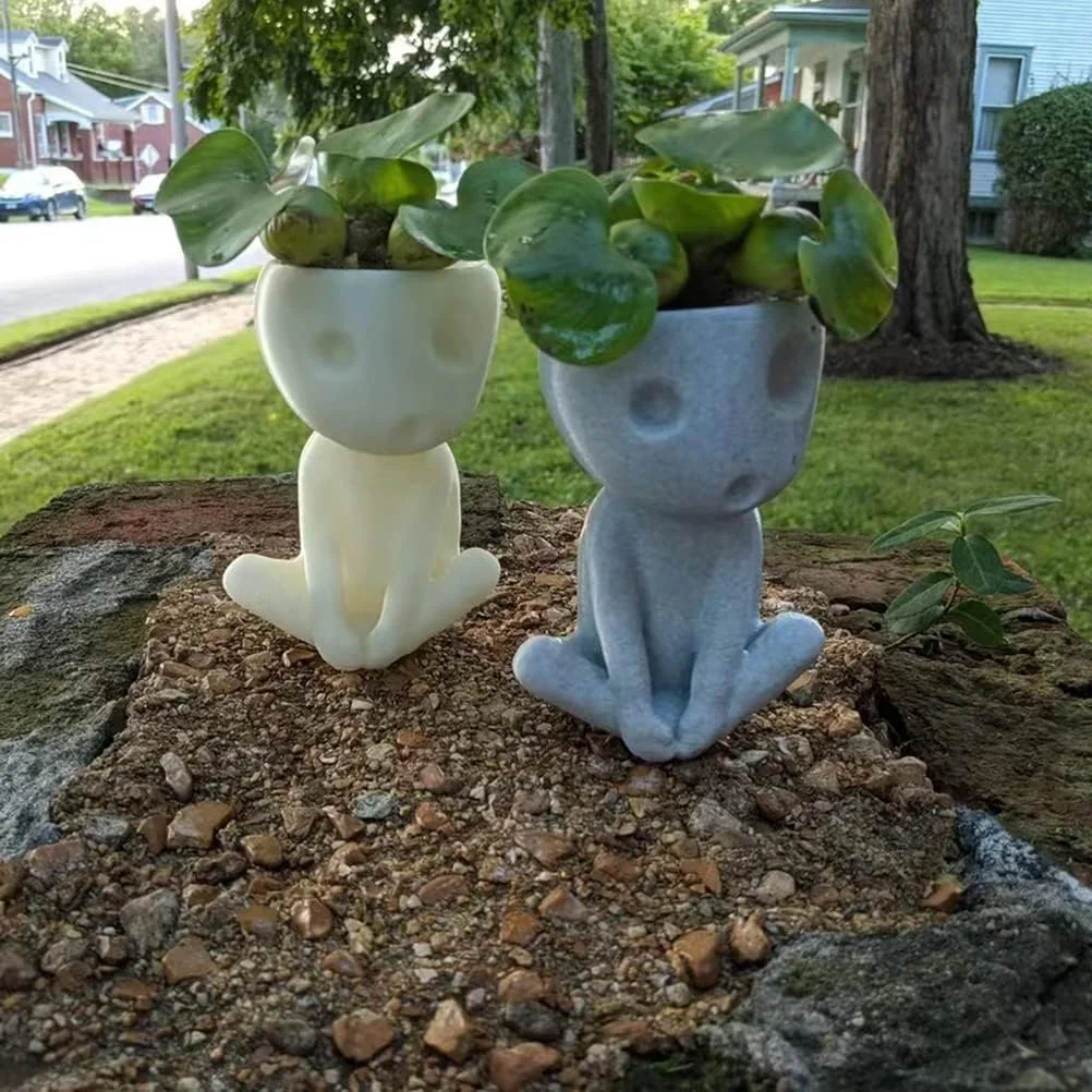 TOPINCN Plant Pots with Drain Hole Cute Luminous