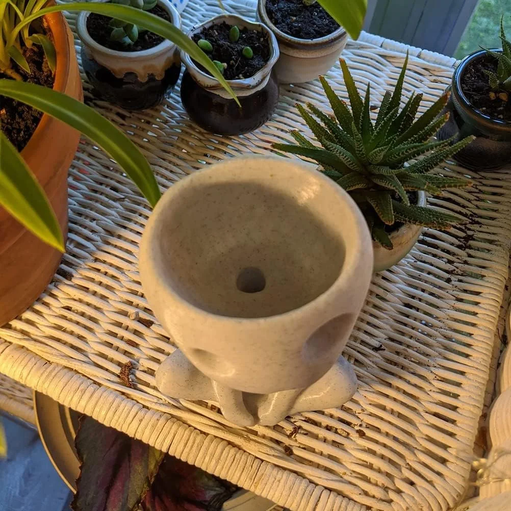 TOPINCN Plant Pots with Drain Hole Cute Luminous