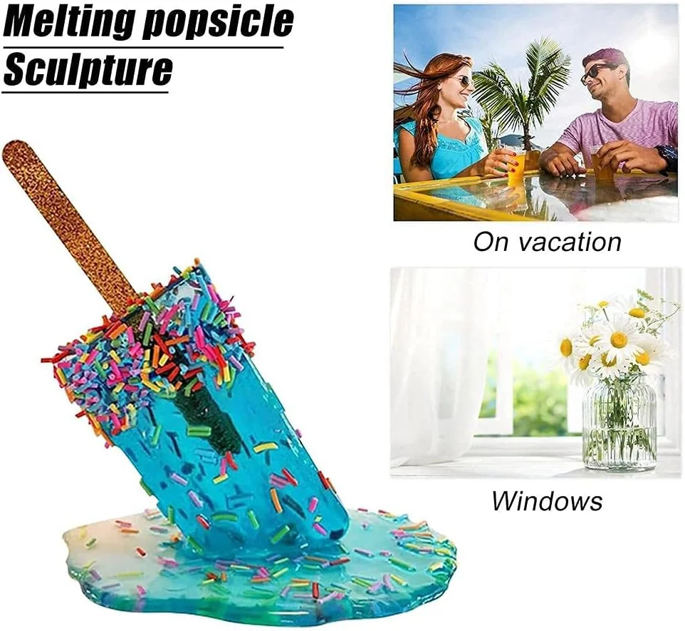 TOPINCN Popsicle Decoration, Melting Ice Cream Statues Summer