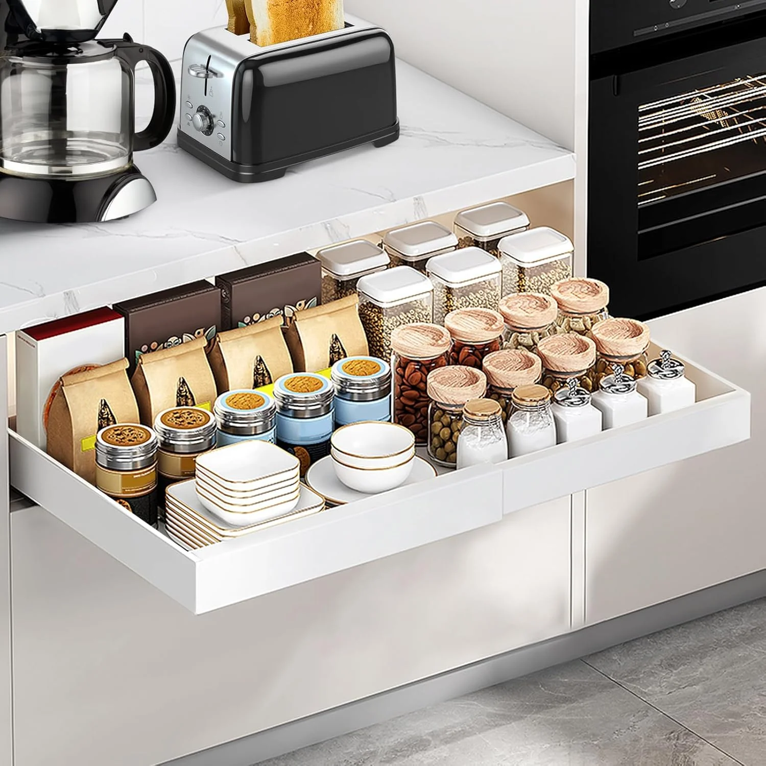 TOPINCN Pull Out Drawer, Drawer Organizer Kitchen, Organizer