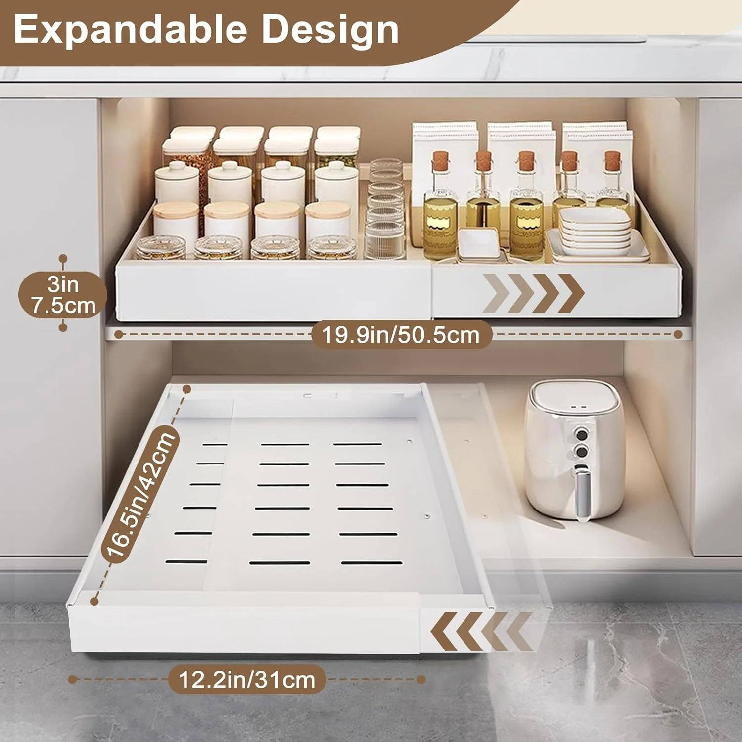 TOPINCN Pull Out Drawer, Drawer Organizer Kitchen, Organizer