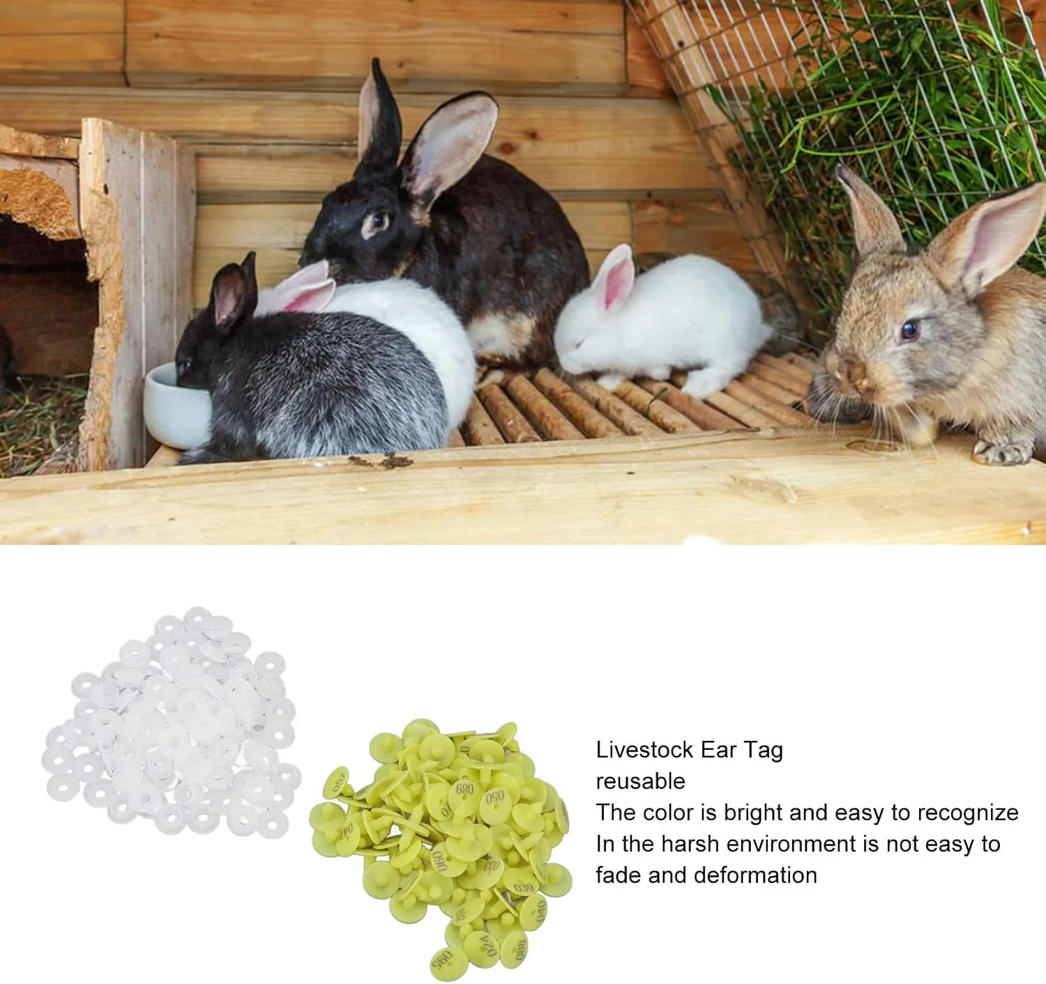 TOPINCN Rabbits Ear PP 001-100 Number Livestock Animal Tag