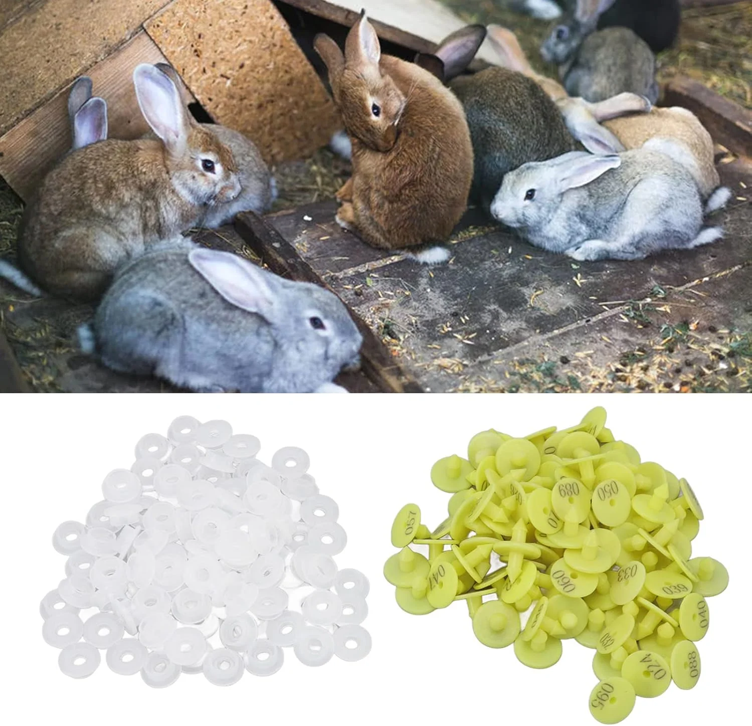 TOPINCN Rabbits Ear PP 001-100 Number Livestock Animal Tag