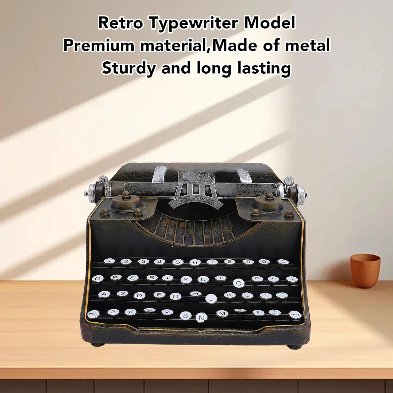 TOPINCN Retro Vintage Typewriter Model Metal Innovative Vintage