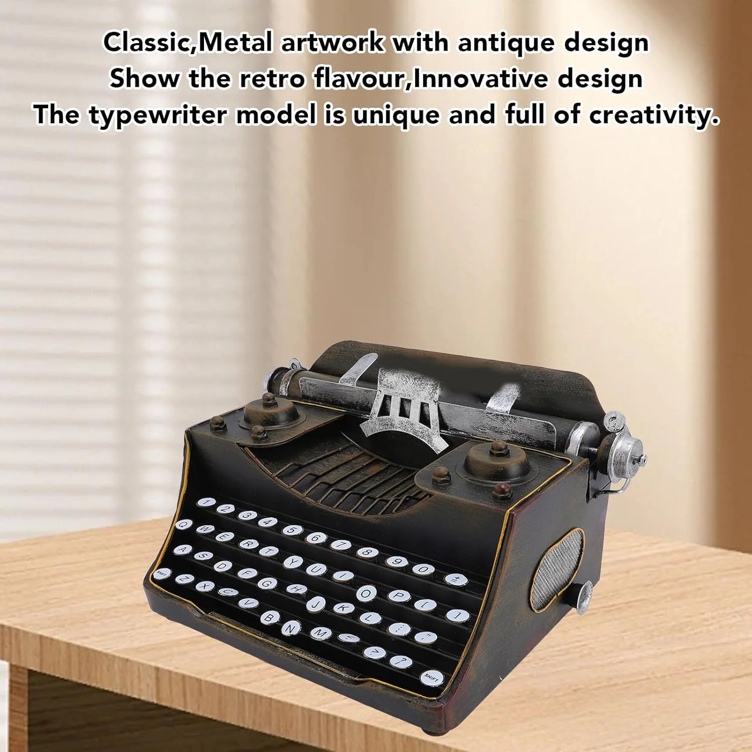 TOPINCN Retro Vintage Typewriter Model Metal Innovative Vintage
