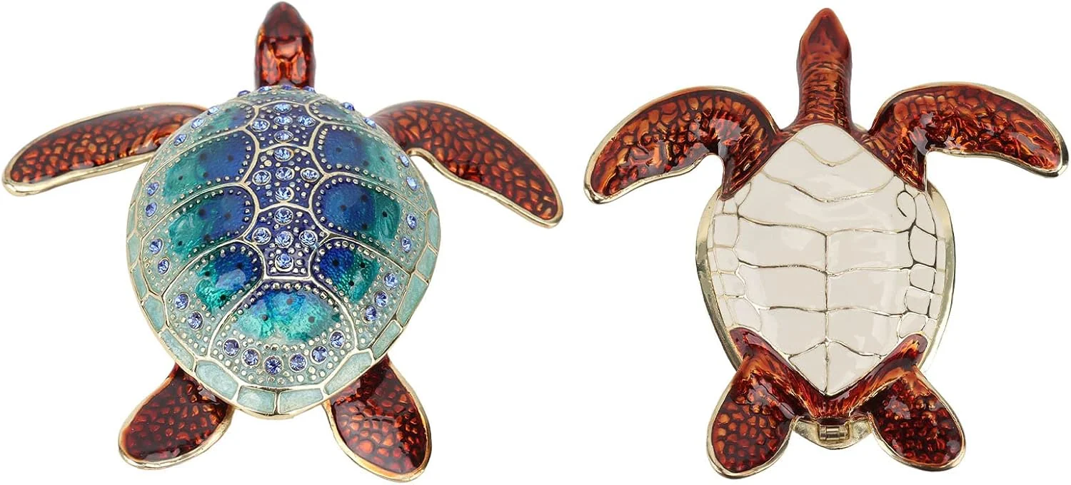 TOPINCN Rhinestone Turtles Jewelry Box Decor Gifts Storage