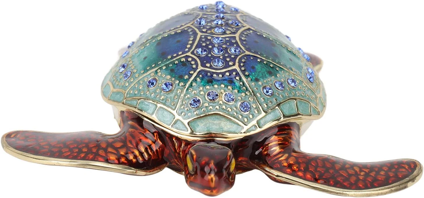 TOPINCN Rhinestone Turtles Jewelry Box Decor Gifts Storage