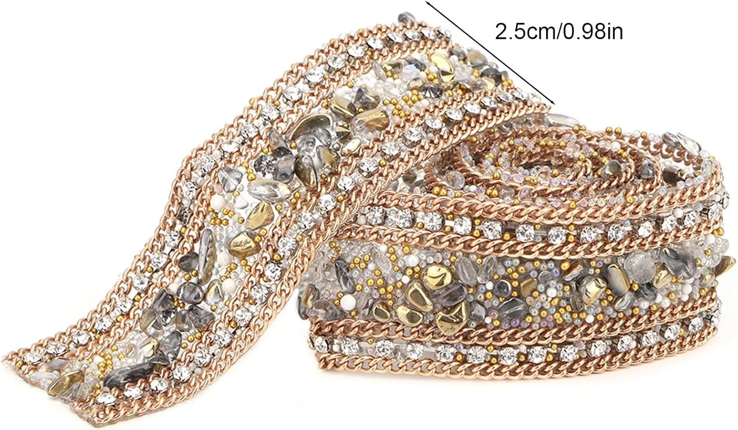 TOPINCN Rhinestones Ribbon, Crystal Chain Trim Ribbon DIY