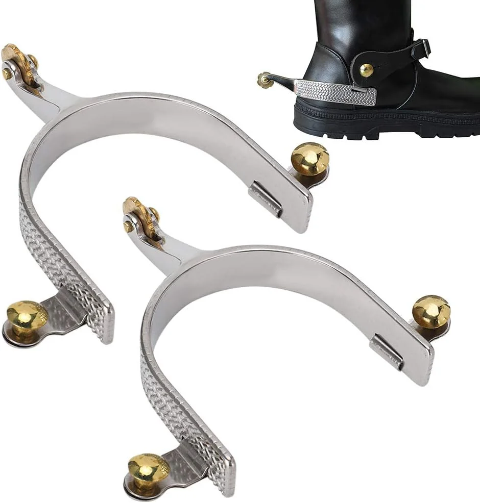 TOPINCN Spurs Stainless Steel Spurs Riding Horse Roping