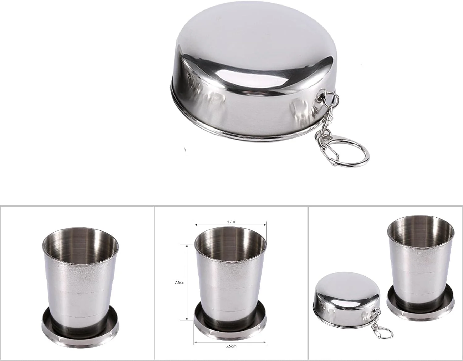TOPINCN Stainless Steel Collapsible Cup Camp Wine Glass
