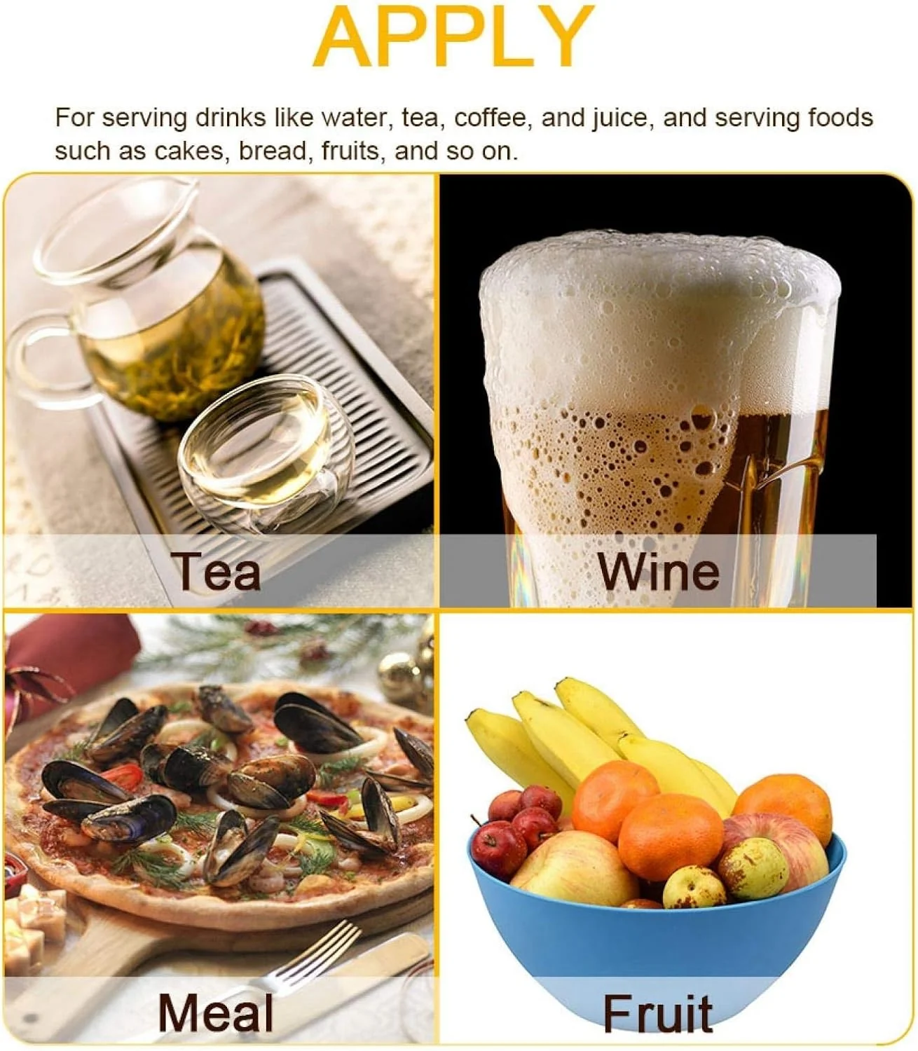 TOPINCN Tea Tray Rectangle Shape Solid Wood Versatile