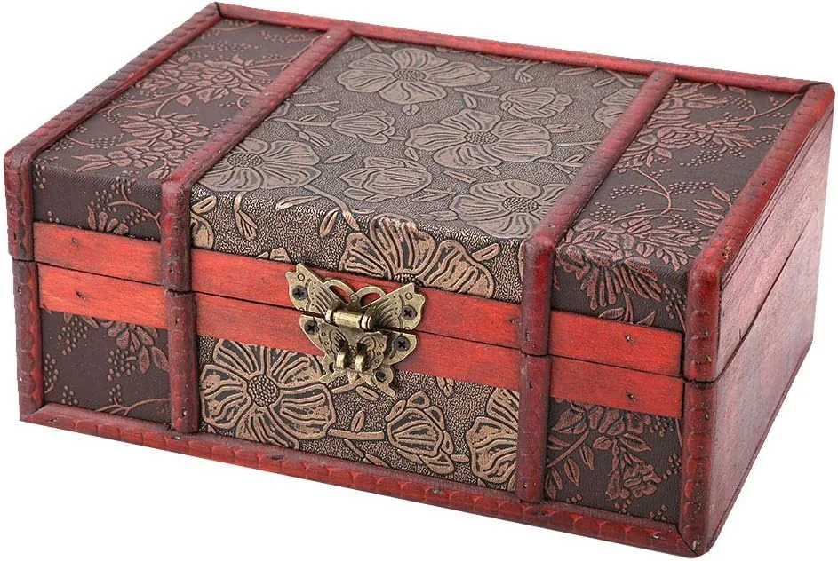 TOPINCN Vintage Handmade Storage Box Vintage Wooden Storage