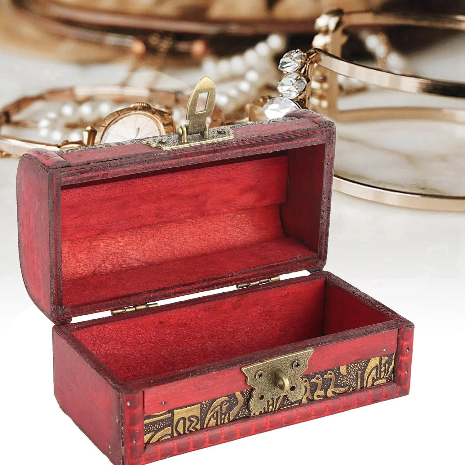 TOPINCN Vintage Woman Jewelry Box, Retro Wooden Box
