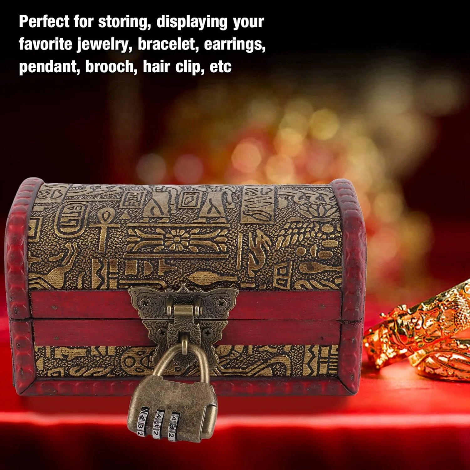 TOPINCN Vintage Woman Jewelry Box, Retro Wooden Box